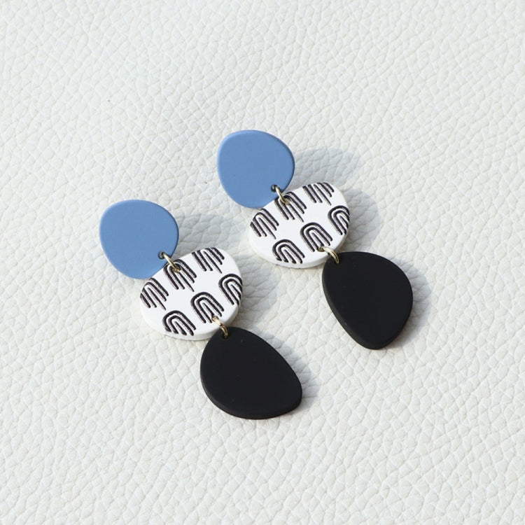 2pairs Fingerprint Print Clay Texture Acrylic Stitching Long Earrings(DE064-7)