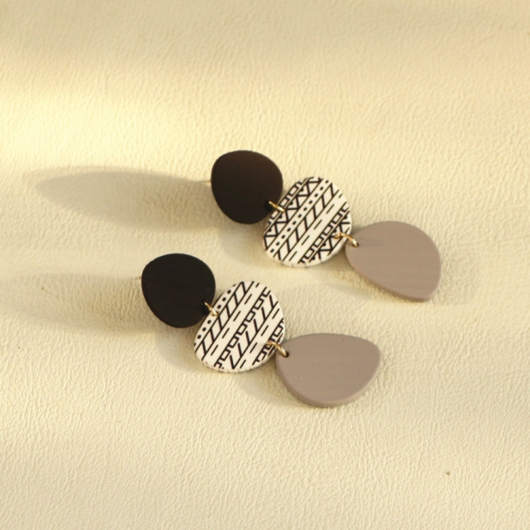 2pairs Acrylic Irregular Graphic Stitching Long Ladies Earrings(01)
