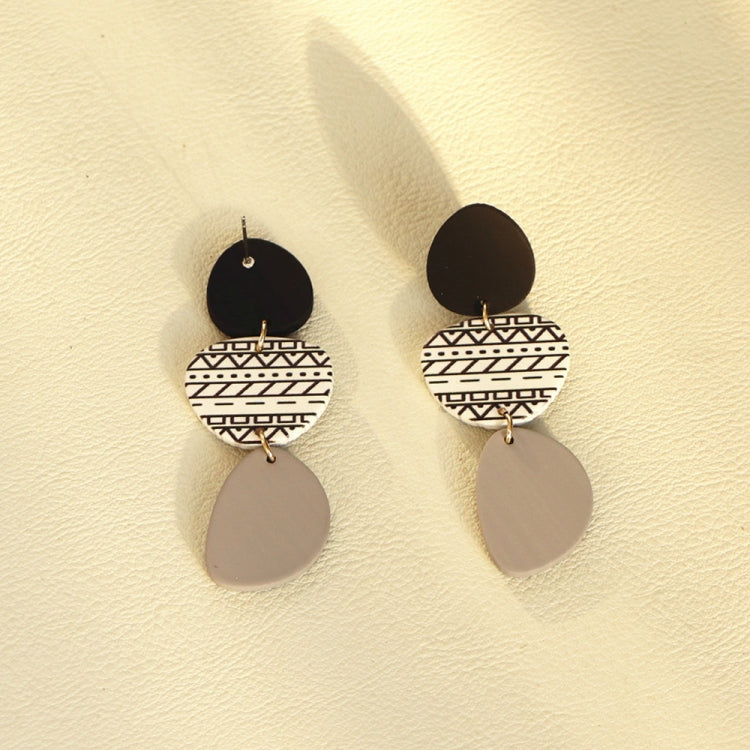 2pairs Acrylic Irregular Graphic Stitching Long Ladies Earrings(01)