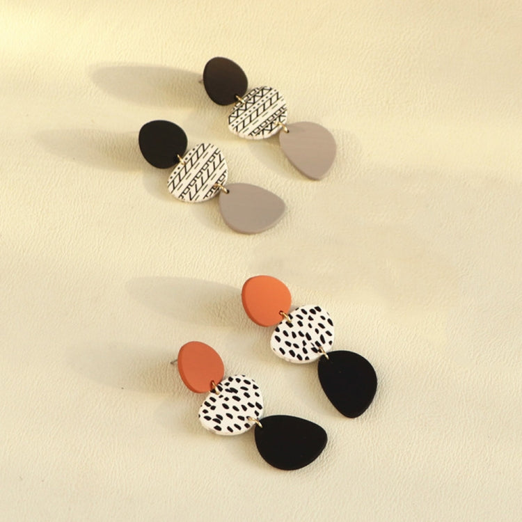 2pairs Acrylic Irregular Graphic Stitching Long Ladies Earrings(01)