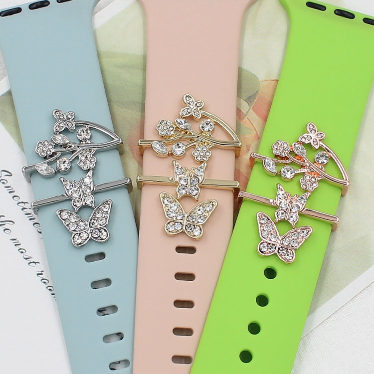 3pcs/Set Smart Watch Silicone Watch Band Decorative Ring Butterfly Buckle Watch Band Decorations