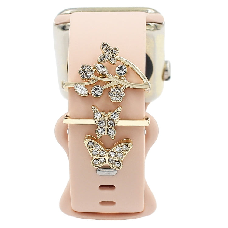 3pcs/Set Smart Watch Silicone Watch Band Decorative Ring Butterfly Buckle Watch Band Decorations