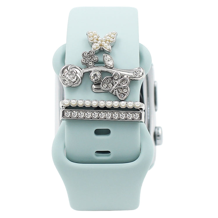 3pcs/Set Smart Watch Silicone Watch Band Decorative Ring Butterfly Buckle Watch Band Decorations