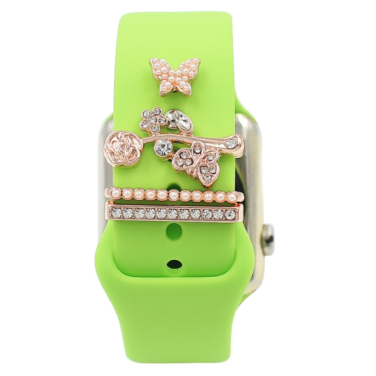 3pcs/Set Smart Watch Silicone Watch Band Decorative Ring Butterfly Buckle Watch Band Decorations