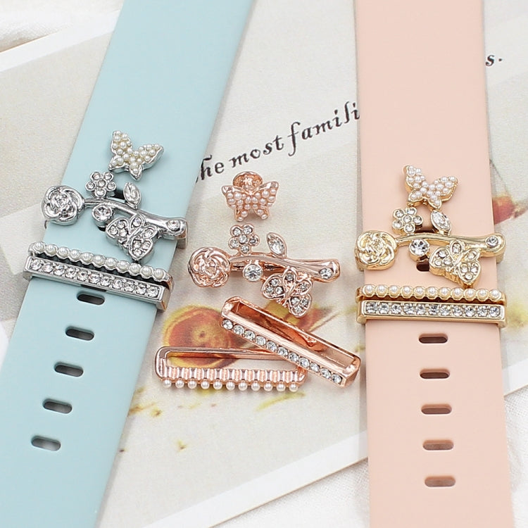 3pcs/Set Smart Watch Silicone Watch Band Decorative Ring Butterfly Buckle Watch Band Decorations