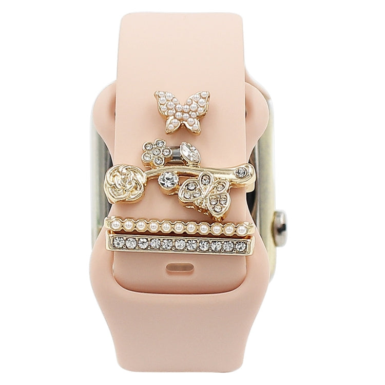 3pcs/Set Smart Watch Silicone Watch Band Decorative Ring Butterfly Buckle Watch Band Decorations