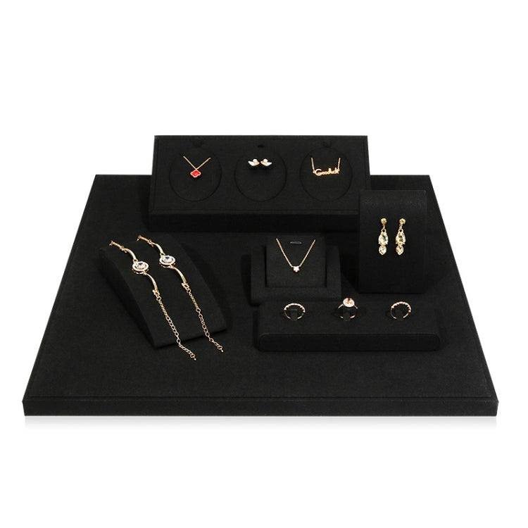 Black Microfiber Necklace Ring Jewelry Display Live Jewelry Prop Rack Set