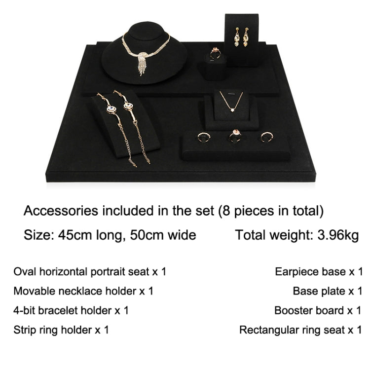 Black Microfiber Necklace Ring Jewelry Display Live Jewelry Prop Rack Set