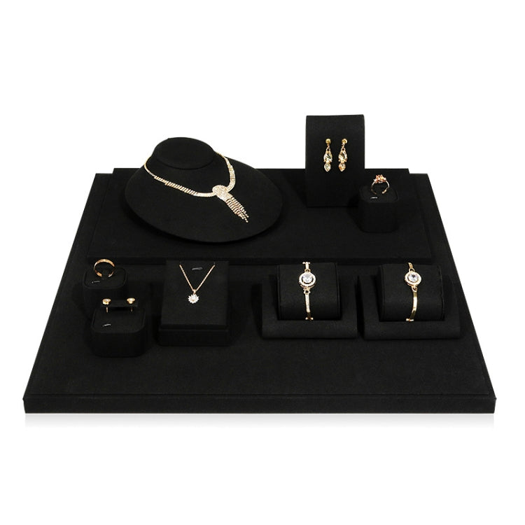 Black Microfiber Necklace Ring Jewelry Display Live Jewelry Prop Rack Set