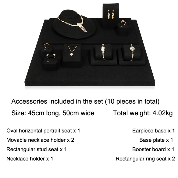 Black Microfiber Necklace Ring Jewelry Display Live Jewelry Prop Rack Set