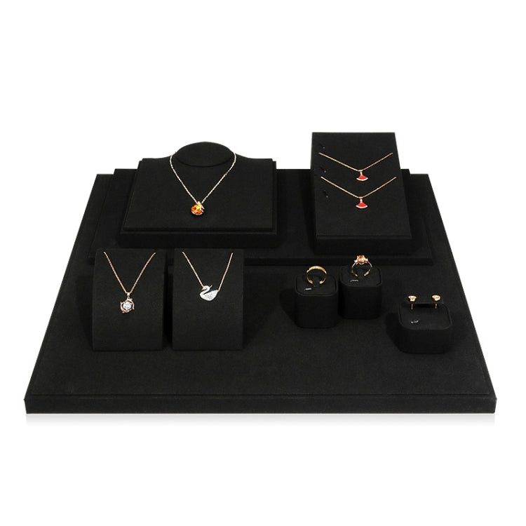 Black Microfiber Necklace Ring Jewelry Display Live Jewelry Prop Rack Set