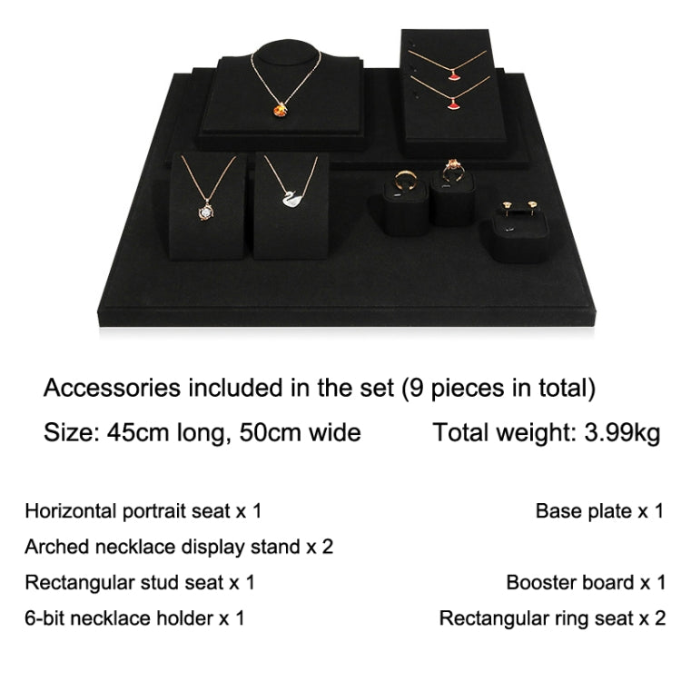 Black Microfiber Necklace Ring Jewelry Display Live Jewelry Prop Rack Set