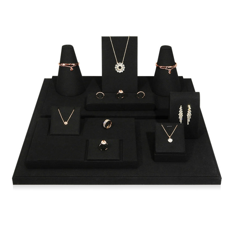Black Microfiber Necklace Ring Jewelry Display Live Jewelry Prop Rack Set