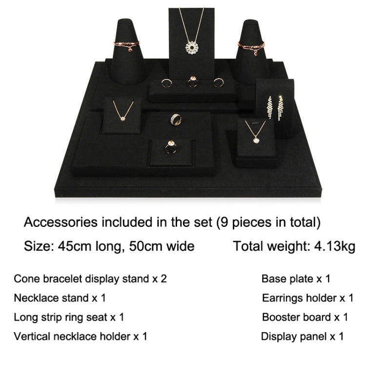 Black Microfiber Necklace Ring Jewelry Display Live Jewelry Prop Rack Set