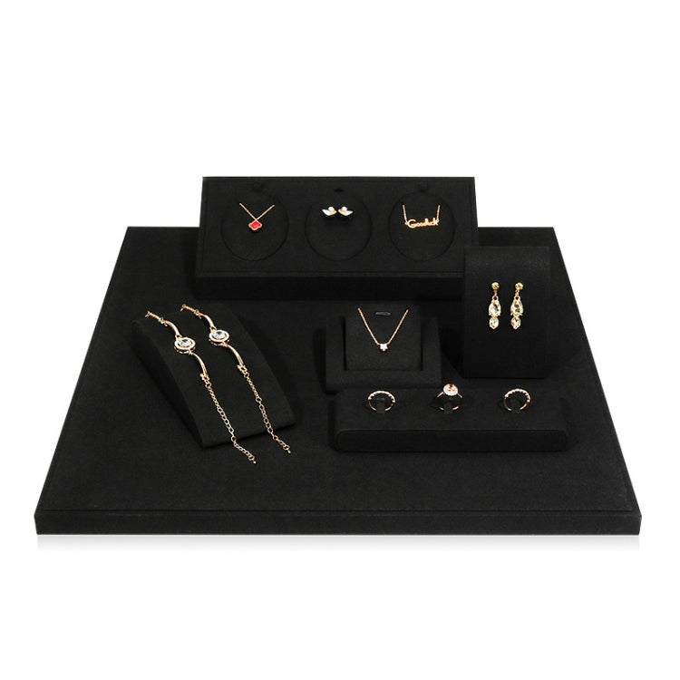 Black Microfiber Necklace Ring Jewelry Display Live Jewelry Prop Rack Set