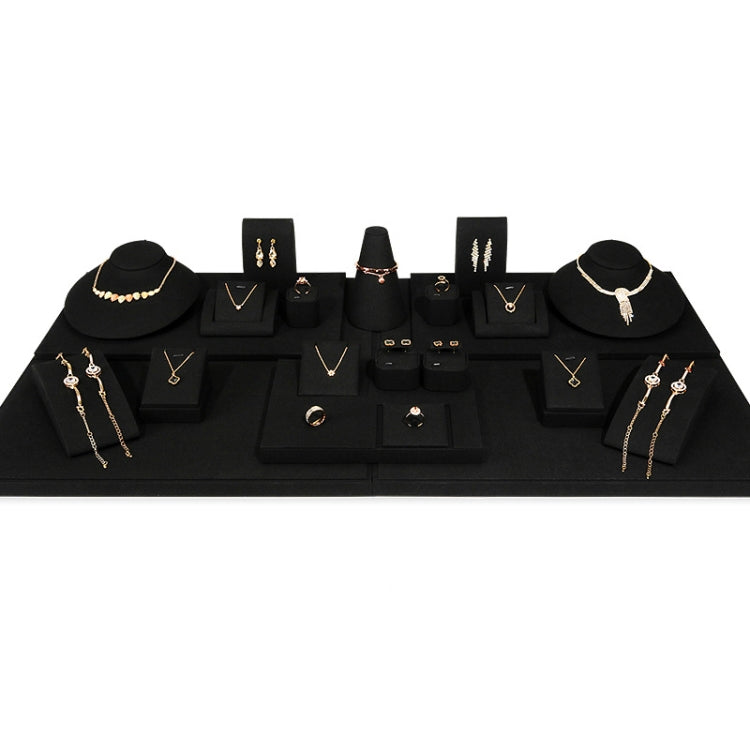 Black Microfiber Necklace Ring Jewelry Display Live Jewelry Prop Rack Set