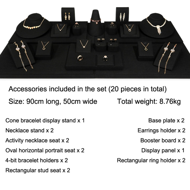 Black Microfiber Necklace Ring Jewelry Display Live Jewelry Prop Rack Set