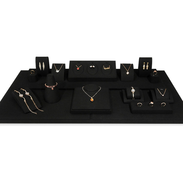 Black Microfiber Necklace Ring Jewelry Display Live Jewelry Prop Rack Set