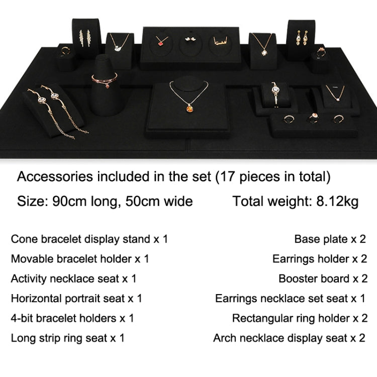 Black Microfiber Necklace Ring Jewelry Display Live Jewelry Prop Rack Set