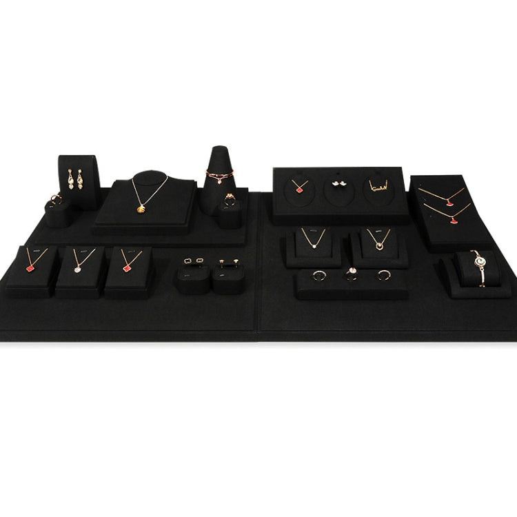 Black Microfiber Necklace Ring Jewelry Display Live Jewelry Prop Rack Set