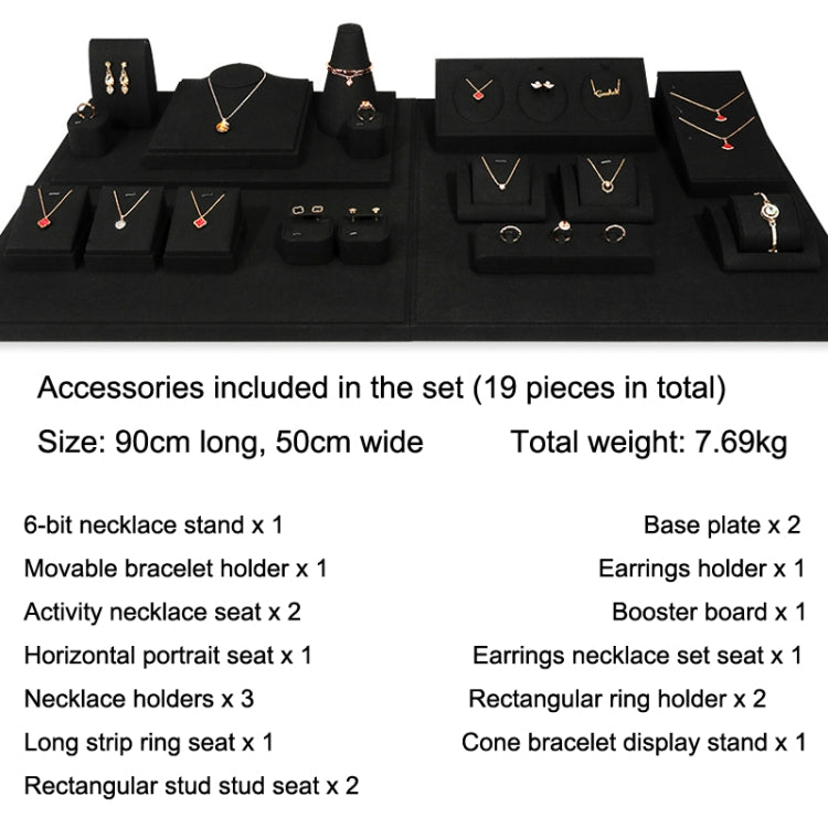 Black Microfiber Necklace Ring Jewelry Display Live Jewelry Prop Rack Set