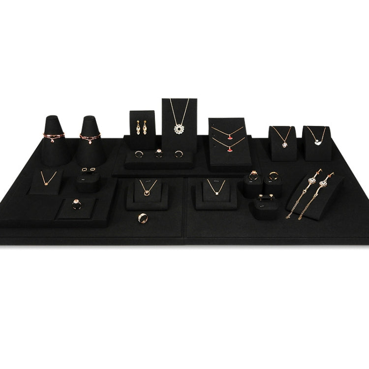 Black Microfiber Necklace Ring Jewelry Display Live Jewelry Prop Rack Set