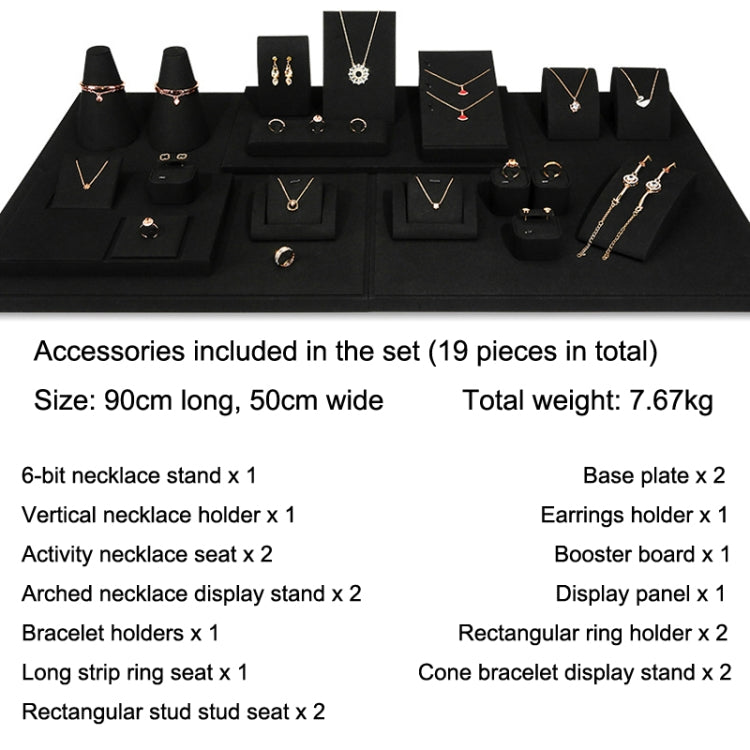 Black Microfiber Necklace Ring Jewelry Display Live Jewelry Prop Rack Set