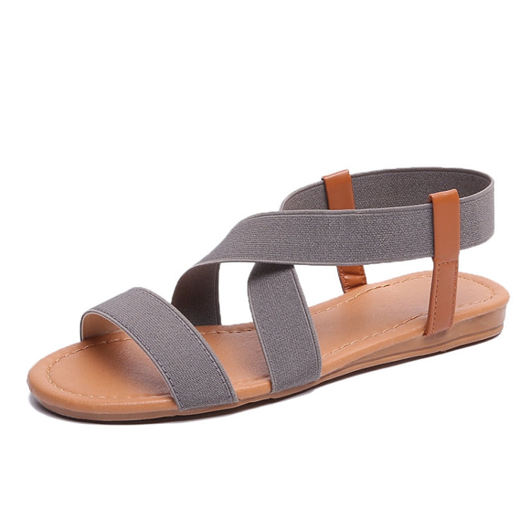 Women Flat Fish Mouth Sandals Elastic Band Roman Sandals, Size: