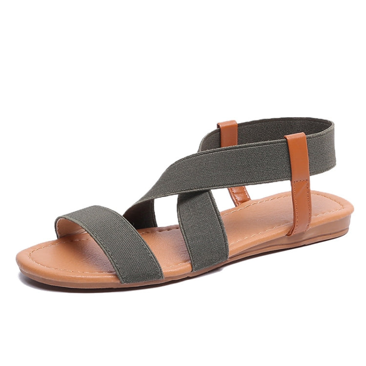 Women Flat Fish Mouth Sandals Elastic Band Roman Sandals, Size:
