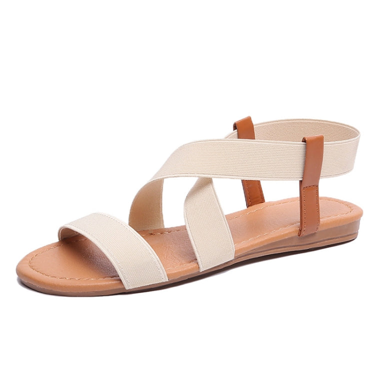 Women Flat Fish Mouth Sandals Elastic Band Roman Sandals, Size: