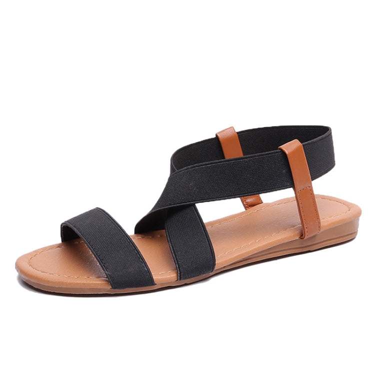 Women Flat Fish Mouth Sandals Elastic Band Roman Sandals, Size: