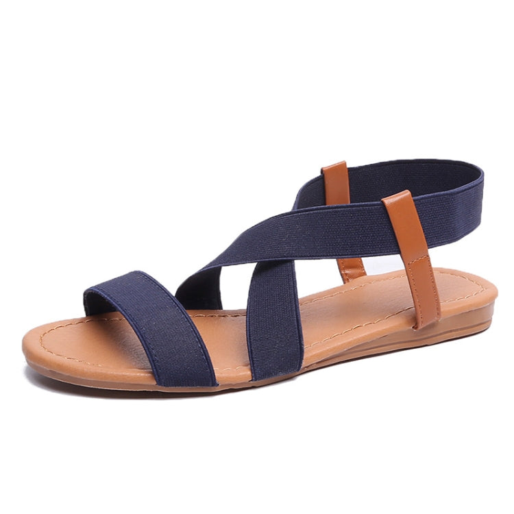 Women Flat Fish Mouth Sandals Elastic Band Roman Sandals, Size: