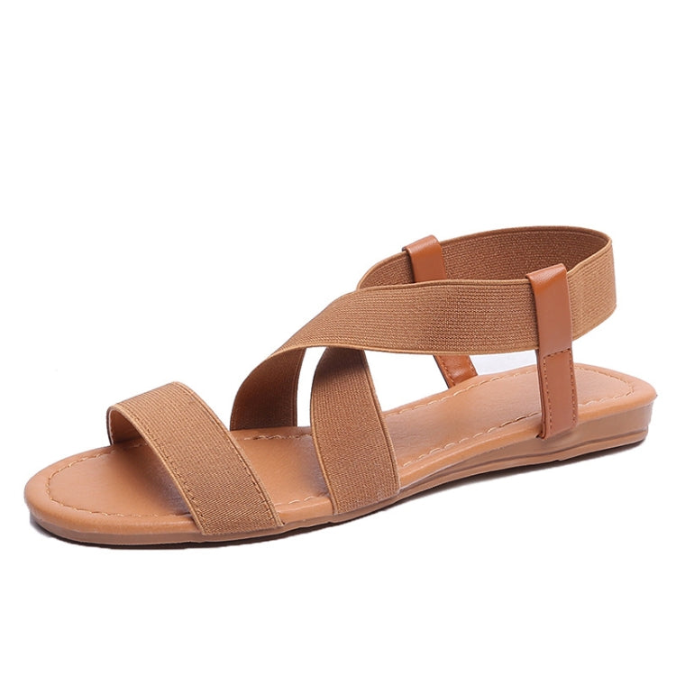 Women Flat Fish Mouth Sandals Elastic Band Roman Sandals, Size: