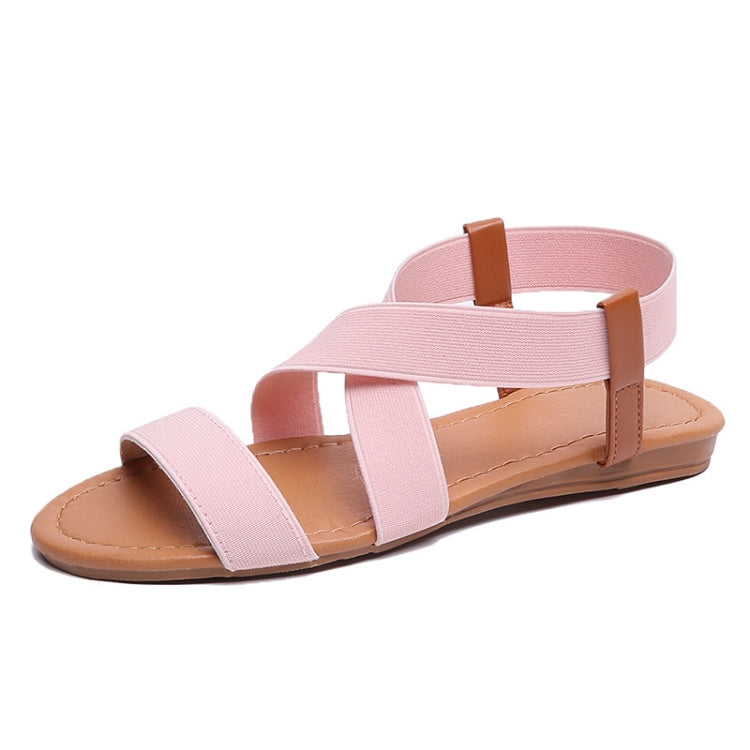 Women Flat Fish Mouth Sandals Elastic Band Roman Sandals, Size: