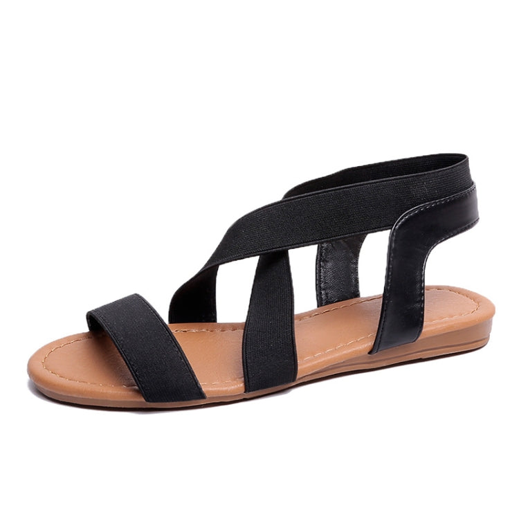 Women Flat Fish Mouth Sandals Elastic Band Roman Sandals, Size: