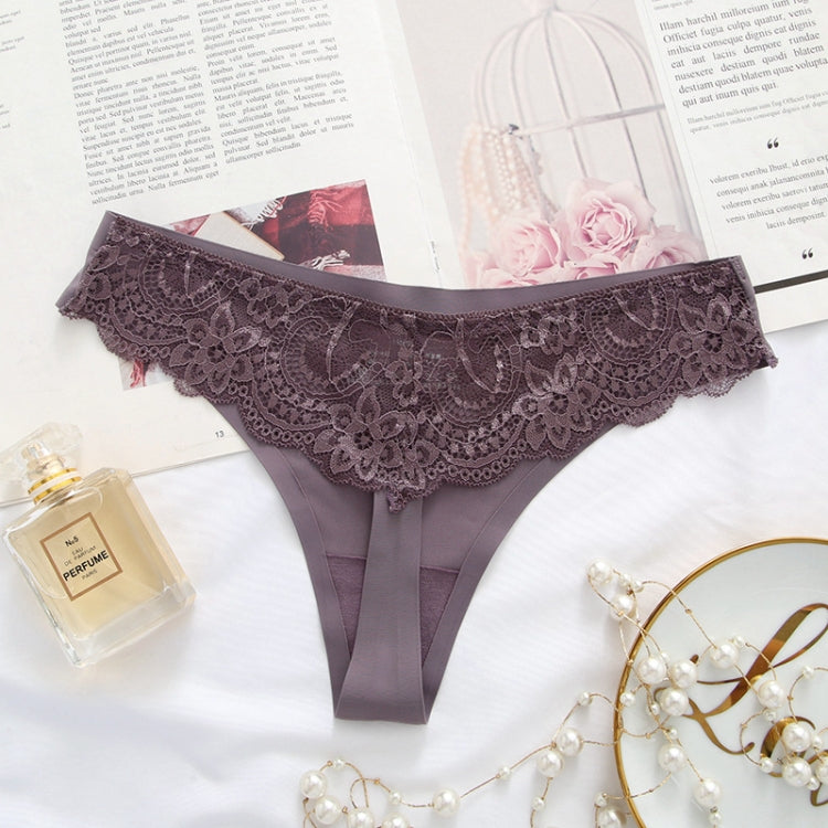 3pcs Ice Silk Seamless One-piece Underwear Women Sexy Lace Thongs