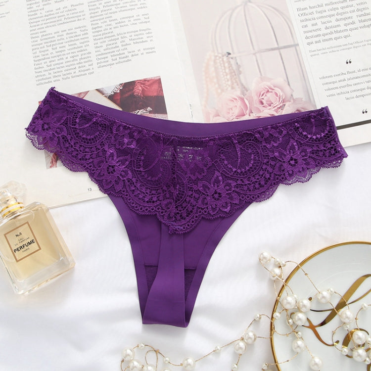 3pcs Ice Silk Seamless One-piece Underwear Women Sexy Lace Thongs