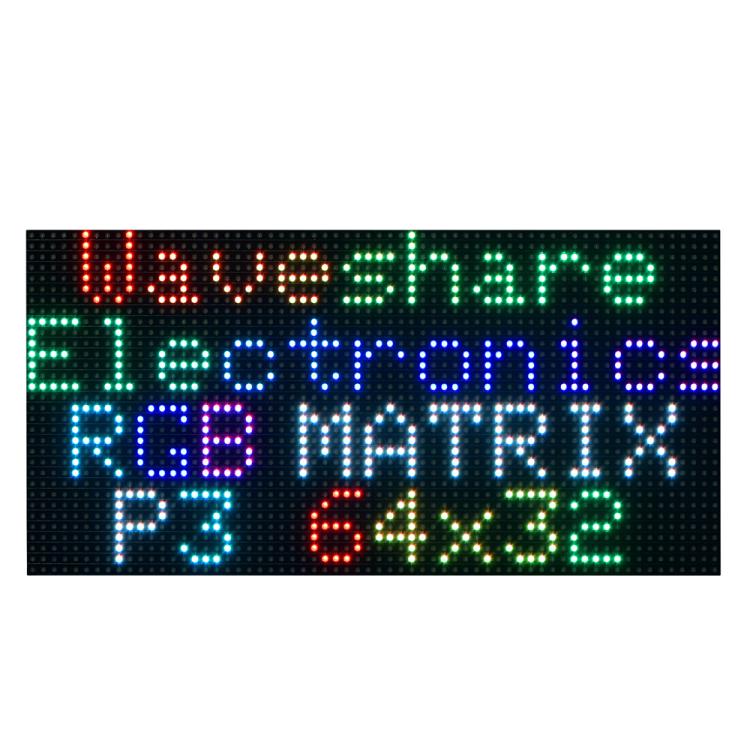 Waveshare RGB Full-color LED Matrix Panel, 3mm Pitch, 64 × 32 Pixels, Adjustable Brightness, Standard Version