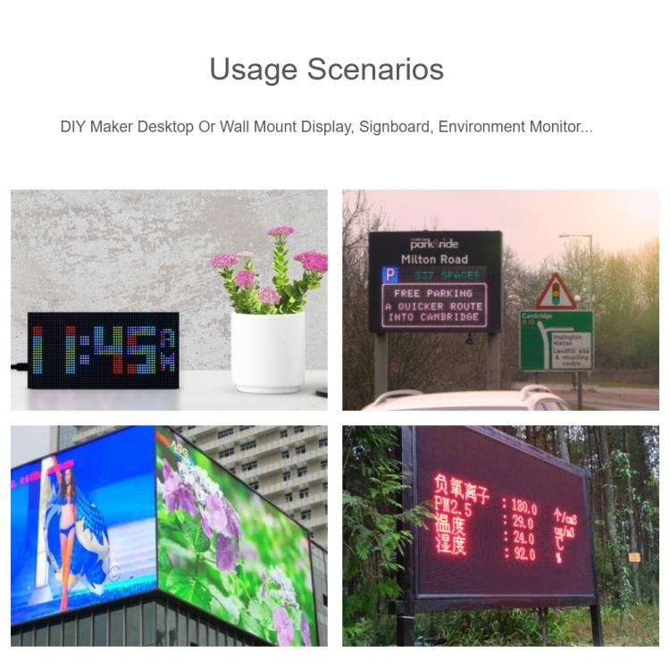 Waveshare RGB Full-color LED Matrix Panel, 3mm Pitch, 64 × 32 Pixels, Adjustable Brightness, GOB Version