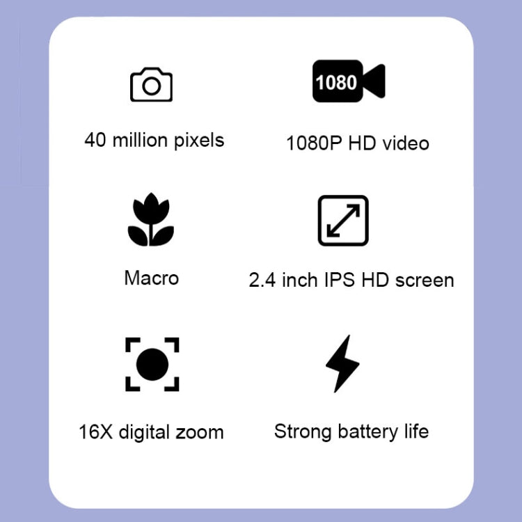 2.4 Inch IPS Screen 40 Million Pixel Digital Camera 16X Digital Zoom Video Macro Portable Camera