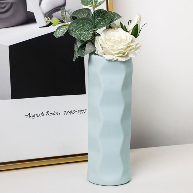 Wave Model Drop-Proof Imitation Porcelain PE Vase Ornament Simple Style Home Arrangement Flowerpot