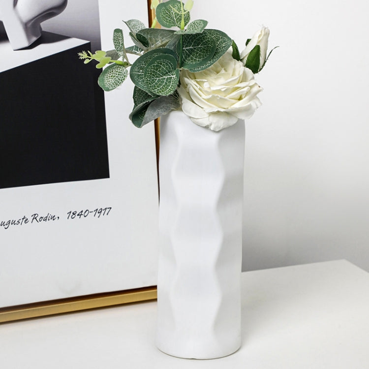 Wave Model Drop-Proof Imitation Porcelain PE Vase Ornament Simple Style Home Arrangement Flowerpot