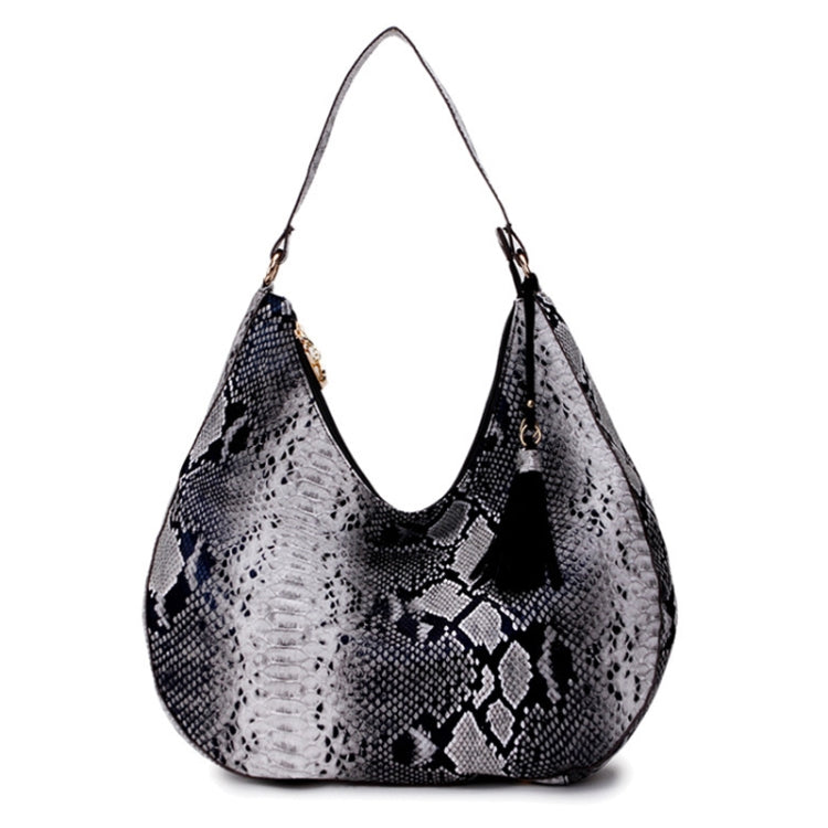 Snake Print Women Leather Tote Handbag Single-Shoulder Crossbody Tassel Bag