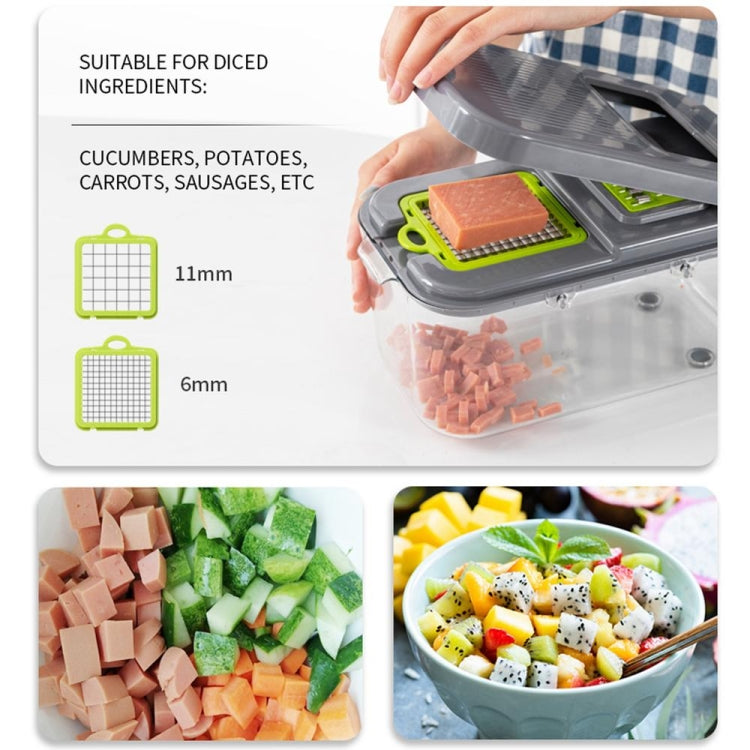 22 in 1 Multifunctional Food Chopper Grater Onion Dicer Veggie Cutter with 13 Stainless Steel Blades(Grey)