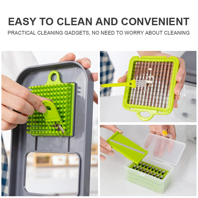 22 in 1 Multifunctional Food Chopper Grater Onion Dicer Veggie Cutter with 13 Stainless Steel Blades(Grey)