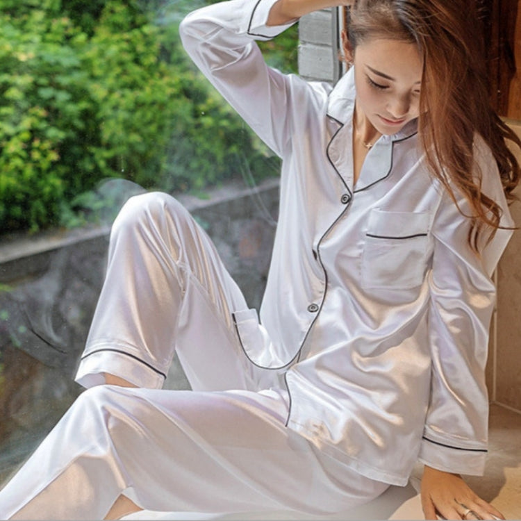 Ladies Silk Long Sleeve Pants Pajama Set, Size: