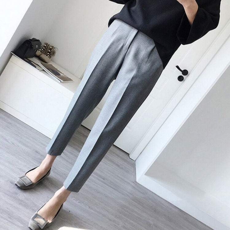 Ladies Straight Suit Pants Casual High Waist Nine Minute Pants, Size: