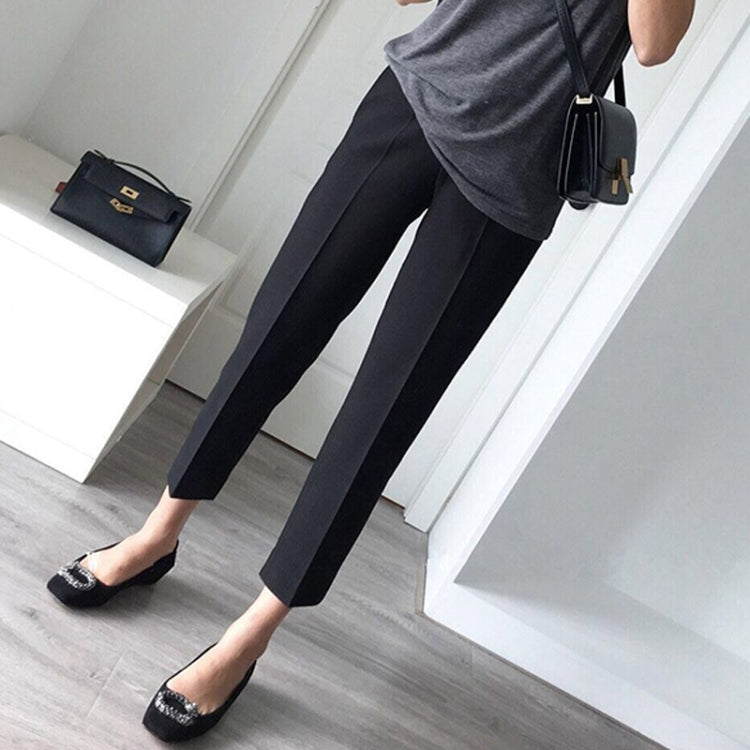 Ladies Straight Suit Pants Casual High Waist Nine Minute Pants, Size: