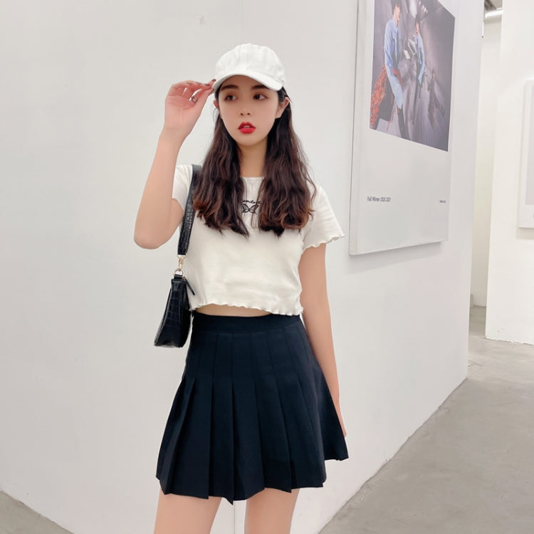 Summer High Waist Pleated Skirt Student A-Shaped Skirt, Size: