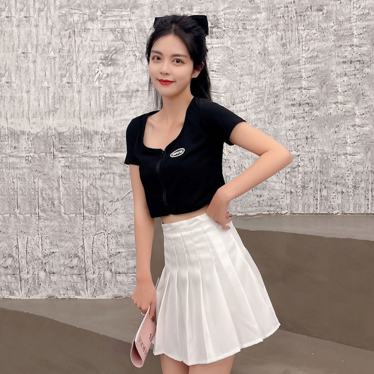 Summer High Waist Pleated Skirt Student A-Shaped Skirt, Size: